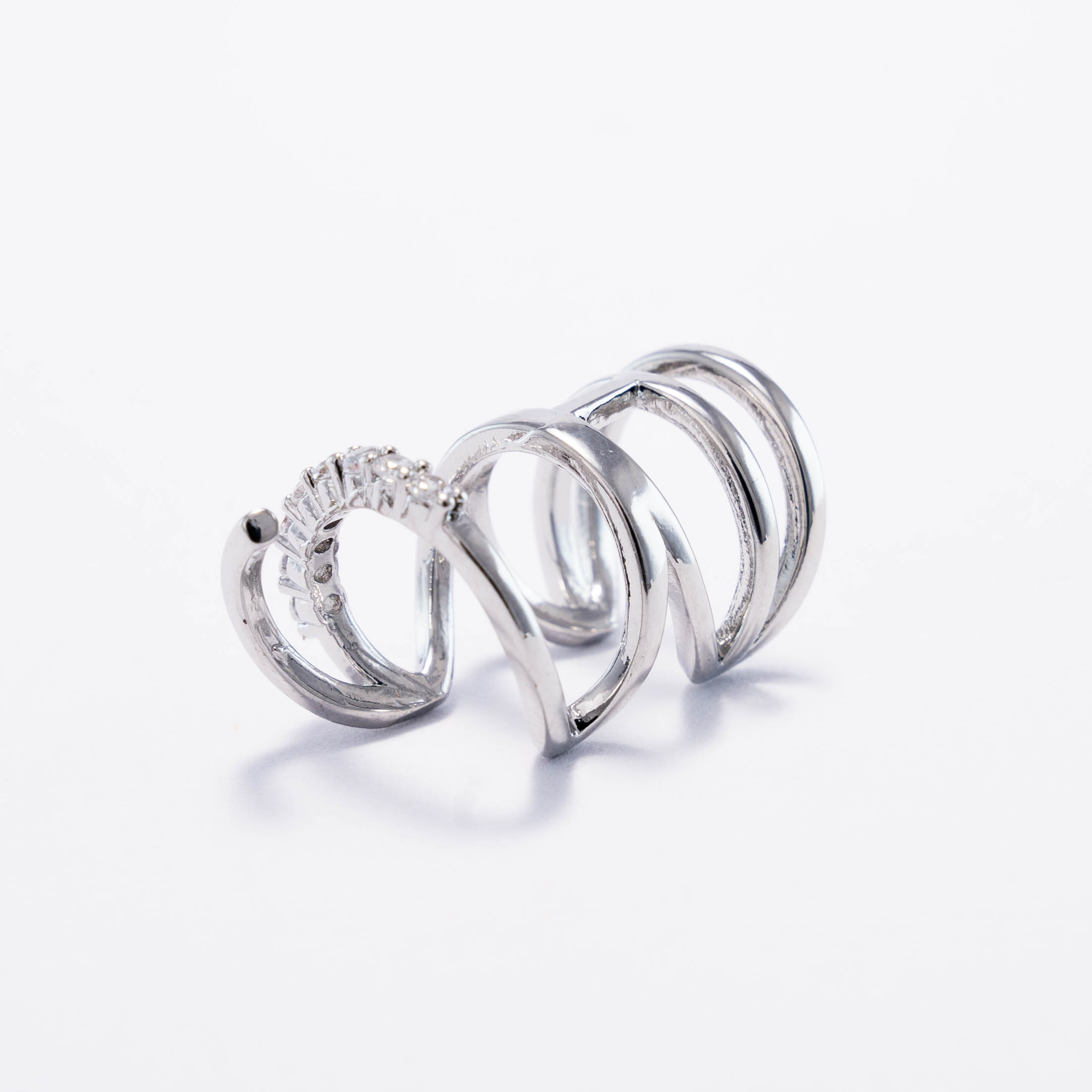 Earcuff Plateado Triple