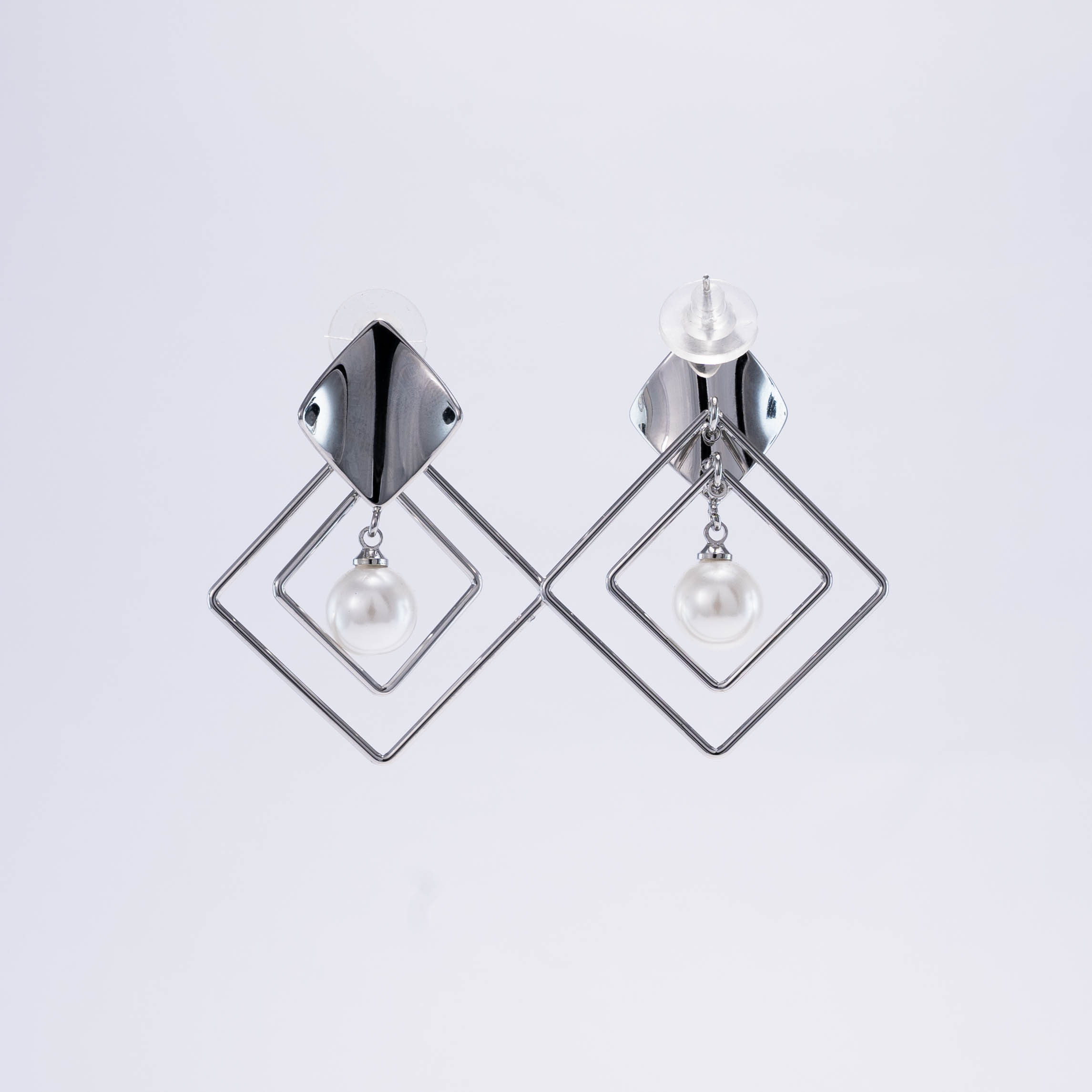 Pendientes Geométricos Plateados