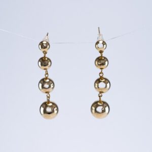 Aretes De Cadena Esféricos Dorados