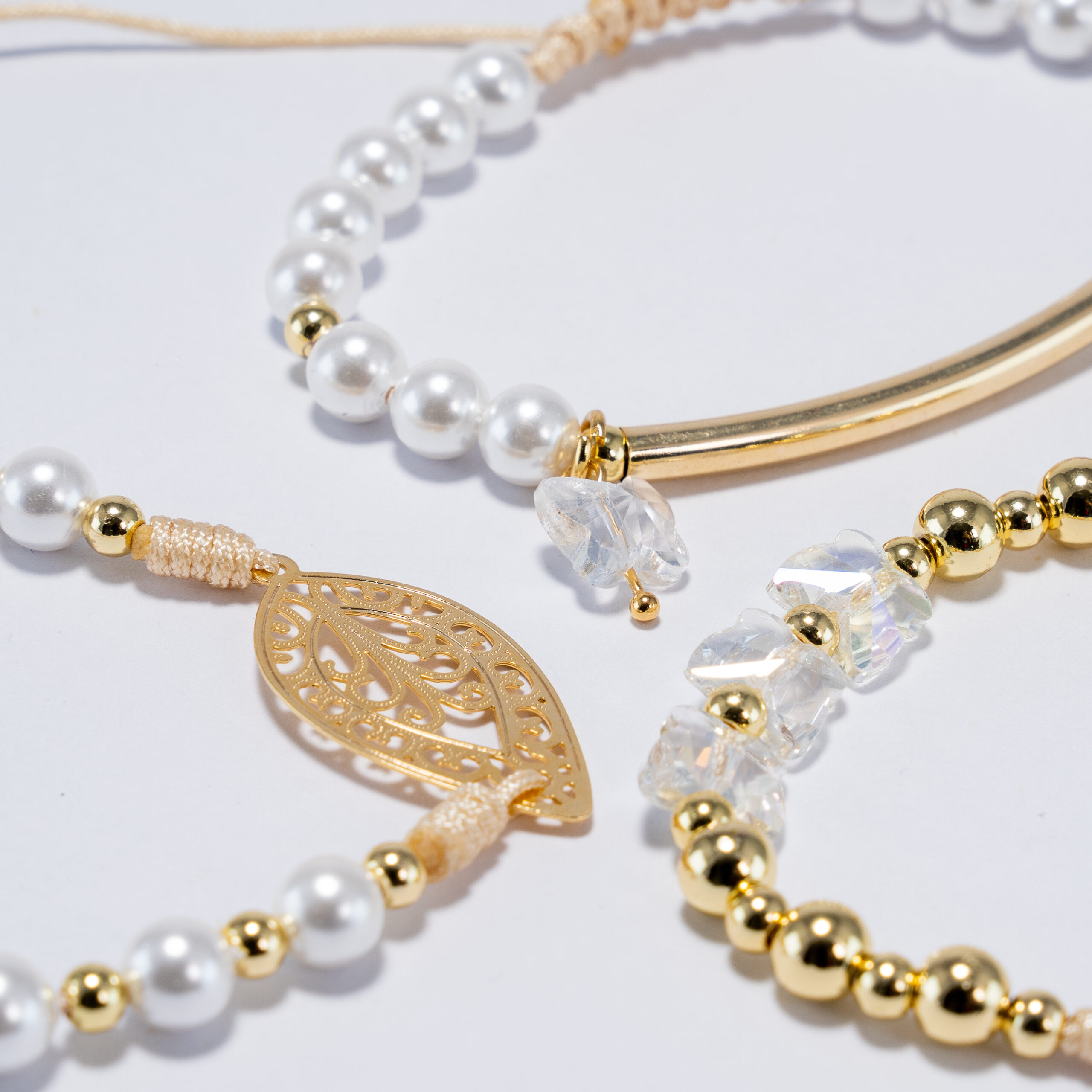 Conjunto de pulseras Resplandor dorado