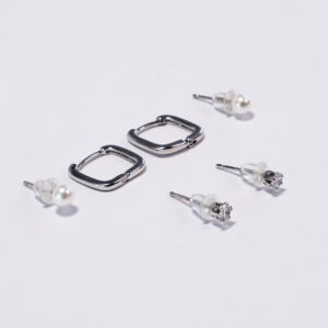 Conjunto de aretes Plateado versatil