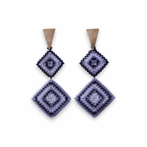 Aretes Miyuki Doble rombo Plateado