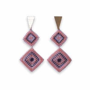 Aretes Miyuki Doble rombo Rosado