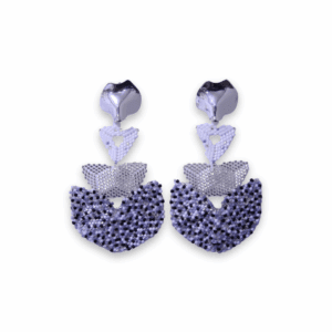 Aretes Miyuki Abanico Plateado