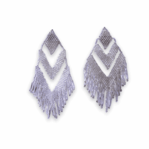 Aretes Miyuki Flecos Plateado
