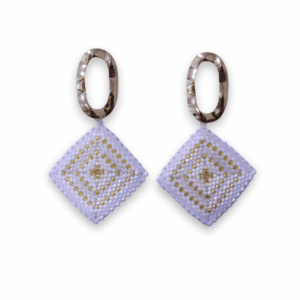 Aretes Miyuki Rombo blanco