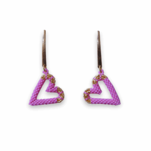 Aretes Miyuki Corazón Lateral Rosa
