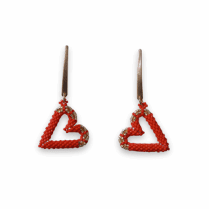 Aretes Miyuki Corazón Lateral Rojo