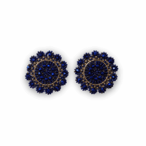 Aretas Mostacilla Flor Mediana Azul dorado