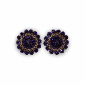 Aretas Mostacilla Flor Mediana Morado dorado