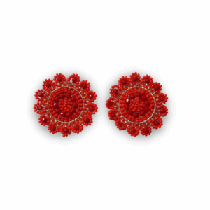 Aretas Mostacilla Flor Mediana Rojo