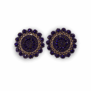 Aretas Mostacilla Flor grande Morado dorado