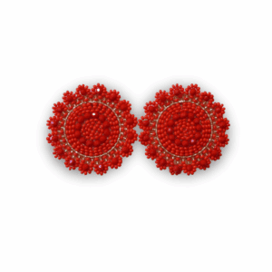 Aretas Mostacilla Flor grande Rojo