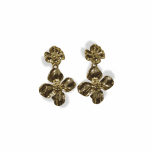 Aretes Rodio Flor colgante